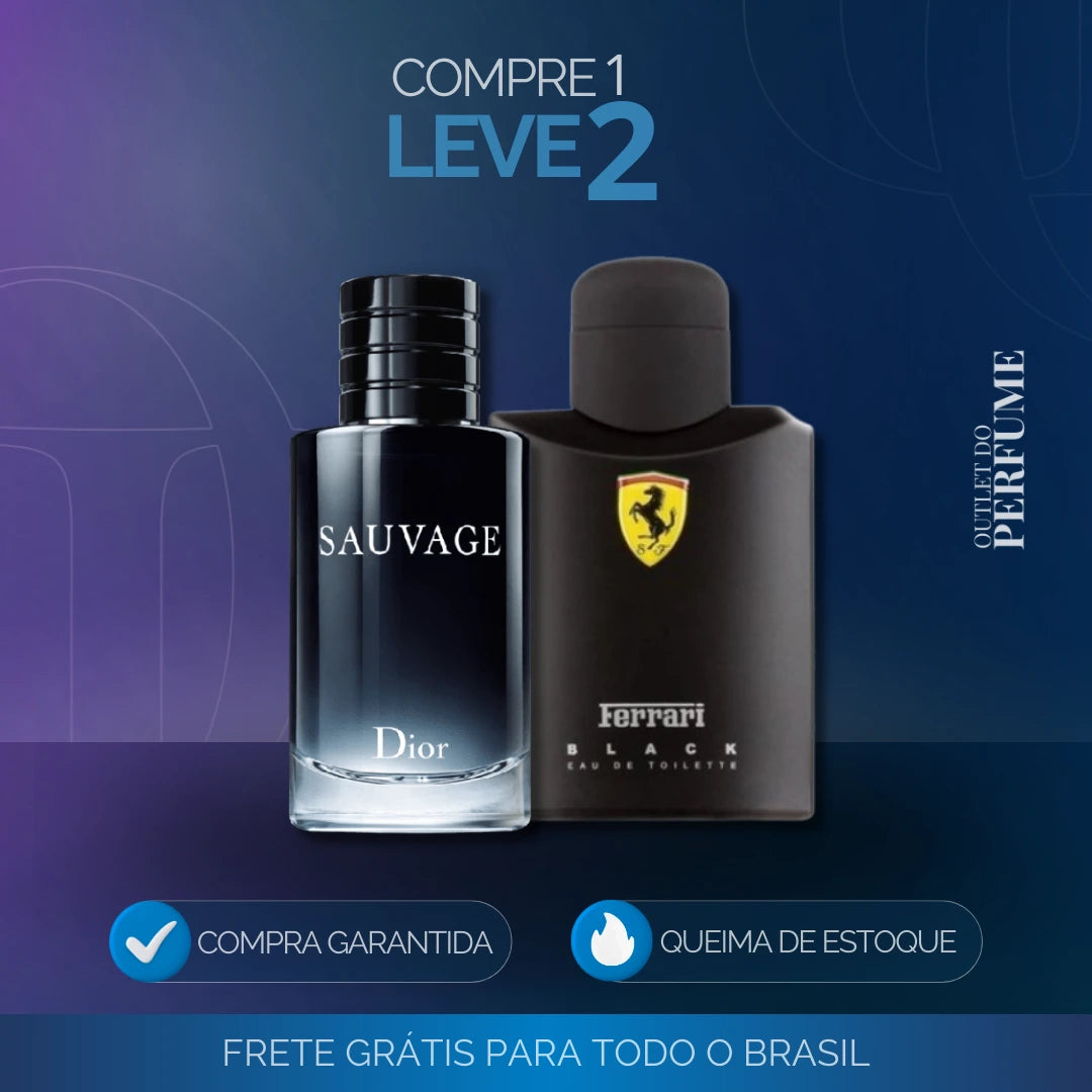 Kit 2 Perfumes Masculinos Importados (100ml) - Dior Sauvage, Ferrari Black [QUEIMA DE ESTOQUE]