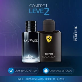 Kit 2 Perfumes Masculinos Importados (100ml) - Dior Sauvage, Ferrari Black [QUEIMA DE ESTOQUE]